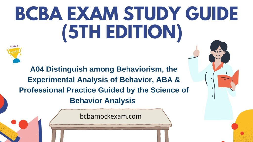 Distinguish among behaviorism, the experimental analysis of behavior, applied behavior analysis, and professional practice guided by the science of behavior analysis