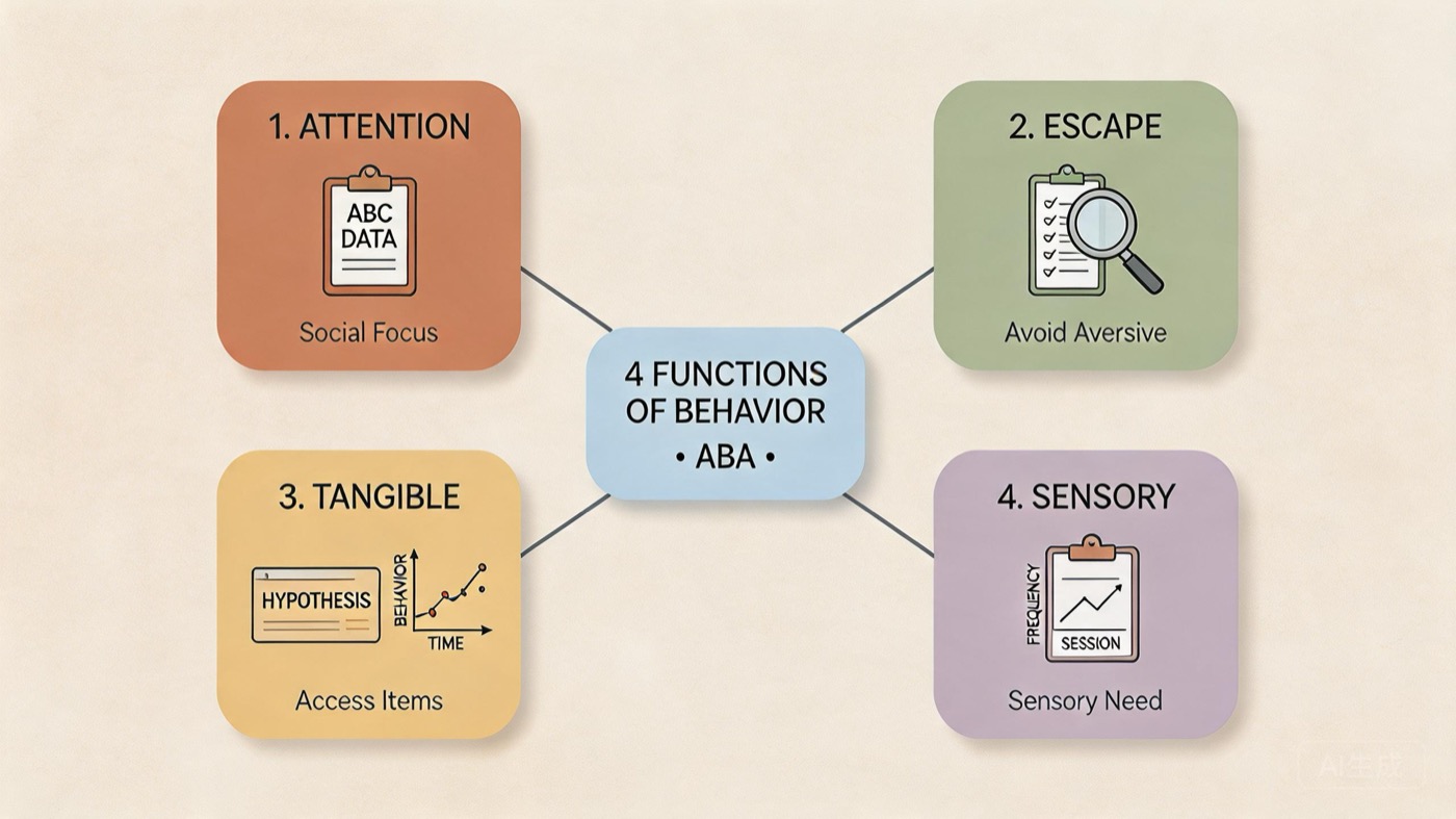 4 Functions of Behavior in ABA: A Complete Guide for BCBA Candidates 4 Functions of Behavior in ABA: A Complete Guide for BCBA Candidates4-functions-of-behavior-aba-complete-guide-bcba-candidates-img-1