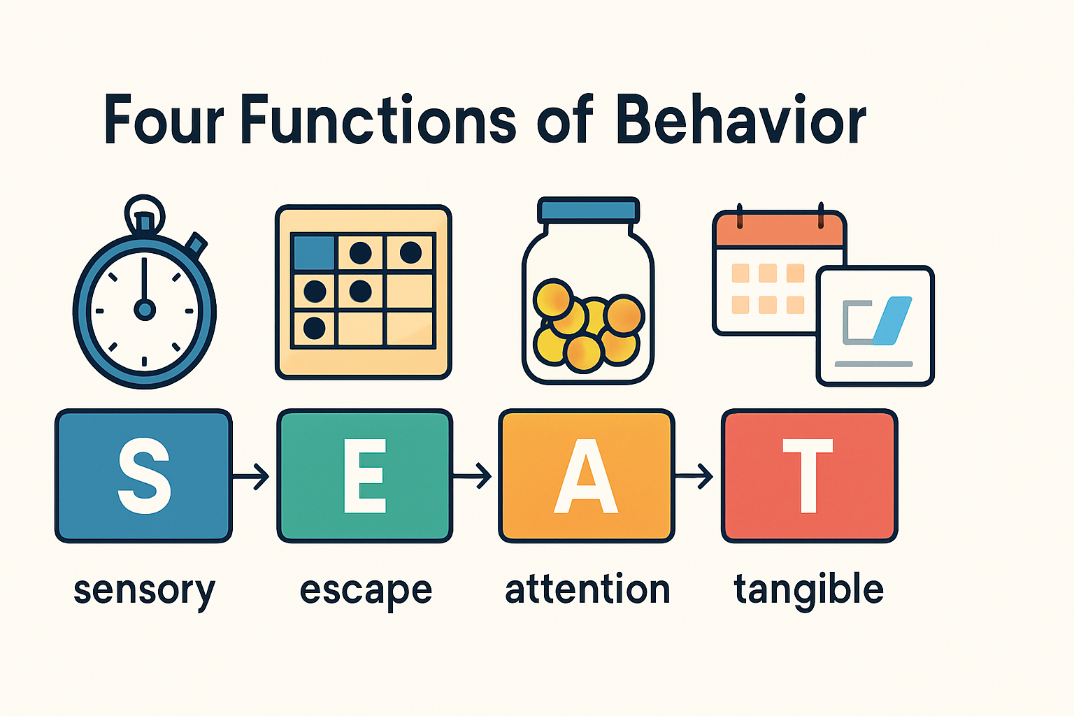 The Four Functions of Behavior: A BCBA Exam Guide with Examples The Four Functions of Behavior: A BCBA Exam Guide with Examplesfour-functions-of-behavior-bcba-guide-img-1