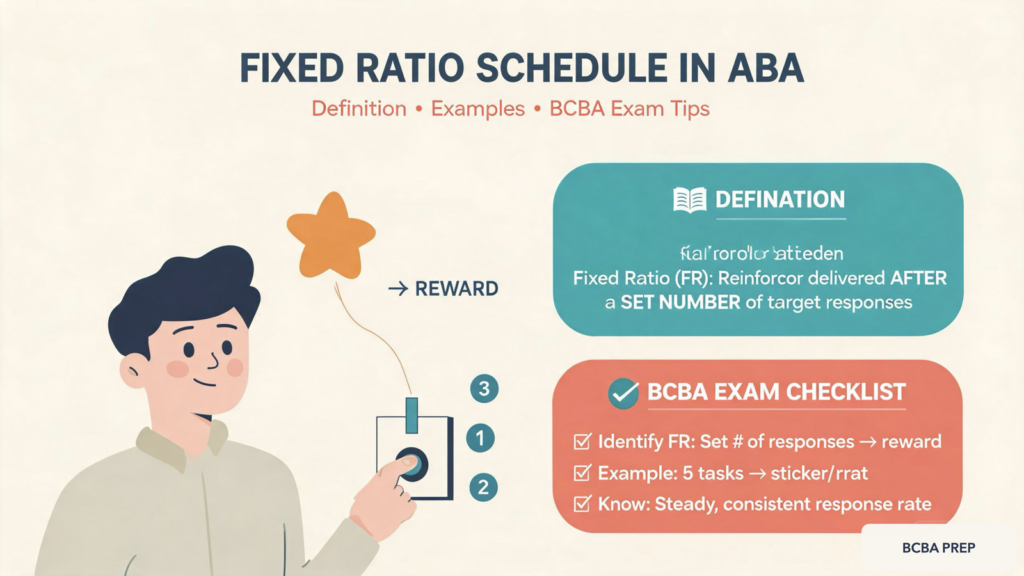 fixed-ratio-schedule-aba-definition-examples-bcba-exam-tips-featured Fixed Ratio Schedule in ABA: Definition, Examples & BCBA Exam Tipsfixed-ratio-schedule-aba-definition-examples-bcba-exam-tips-featured