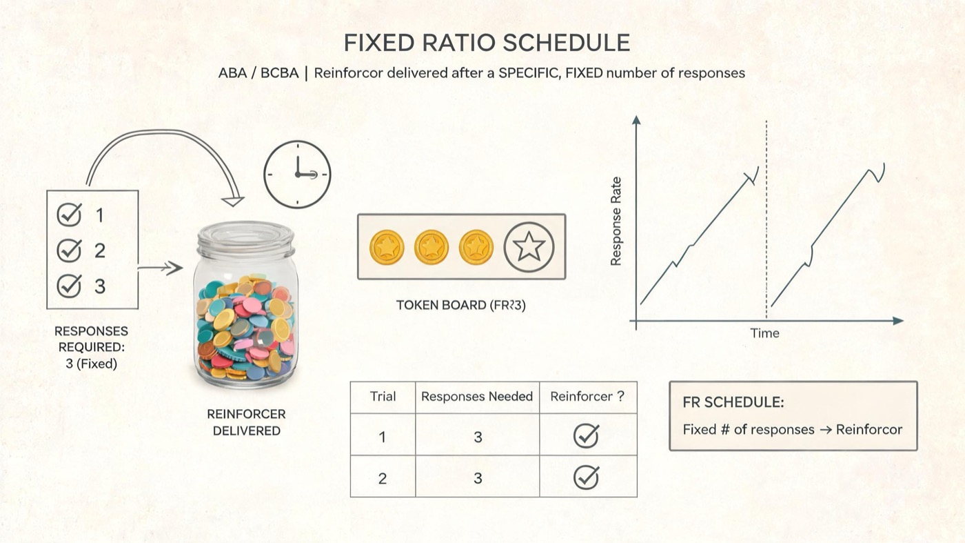 Fixed Ratio Schedule in ABA: Definition, Examples & BCBA Exam Tips Fixed Ratio Schedule in ABA: Definition, Examples & BCBA Exam Tipsfixed-ratio-schedule-aba-definition-examples-bcba-exam-tips-img-1