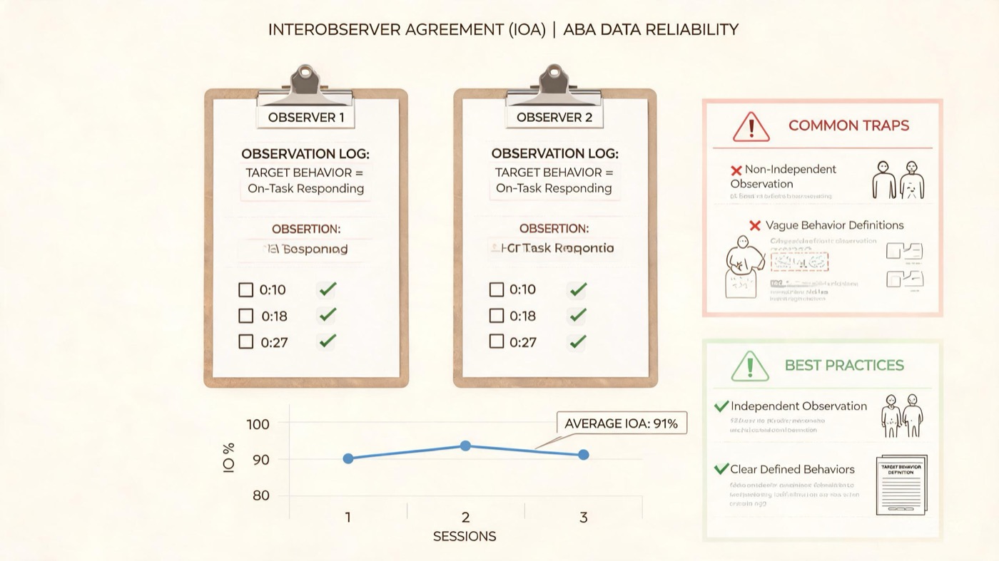 Interobserver Agreement (IOA) in ABA: Definition, Examples & Exam Tips Interobserver Agreement (IOA) in ABA: Definition, Examples & Exam Tipsinterobserver-agreement-aba-definition-examples-exam-tips-img-2