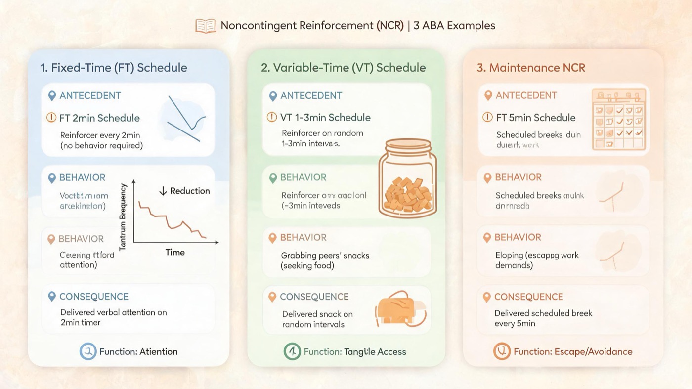 Noncontingent Reinforcement: ABA Guide + Practice Prompts Noncontingent Reinforcement: ABA Guide + Practice Promptsnoncontingent-reinforcement-bcba-exam-guide-img-1