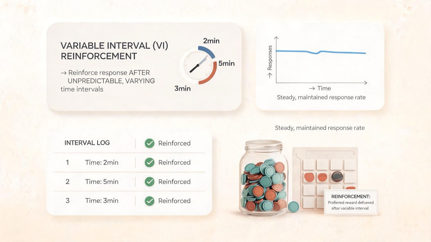 Variable Interval Reinforcement: BCBA Exam Guide with Examples Variable Interval Reinforcement: BCBA Exam Guide with Examplesvariable-interval-reinforcement-bcba-exam-guide-img-1