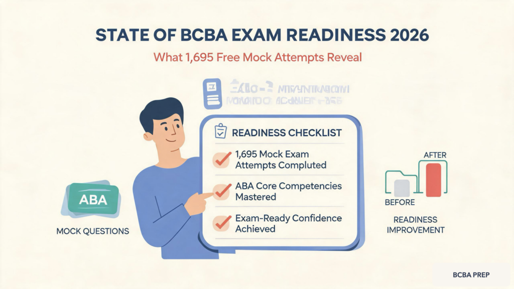 bcba-exam-readiness-2026-mock-study-featured State of BCBA Exam Readiness 2026: What 1,695 Free Mock Attempts Revealbcba-exam-readiness-2026-mock-study-featured