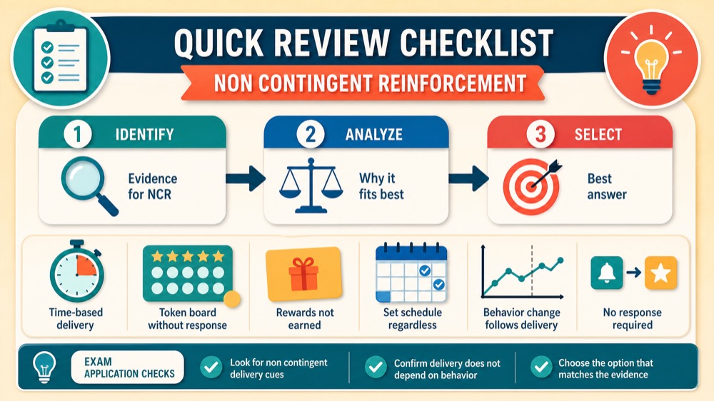 Non Contingent Reinforcement: A BCBA Exam Prep Guide with Examples Non Contingent Reinforcement: A BCBA Exam Prep Guide with Examplesnon-contingent-reinforcement-bcba-exam-img-2