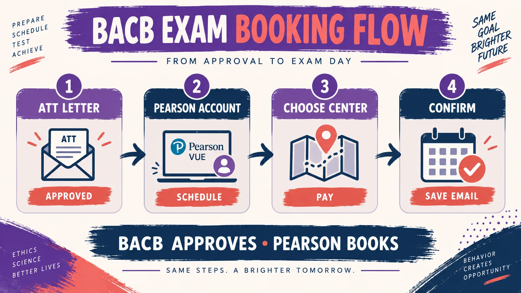 Pearson VUE + BACB: Booking, Fees, ID, and Check-In Pearson VUE + BACB: Booking, Fees, ID, and Check-Inbooking-flow