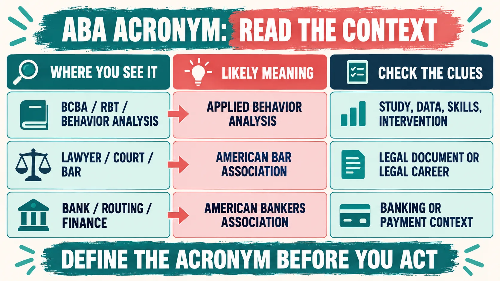 ABA Acronym in BCBA Study: Read the Context ABA Acronym in BCBA Study: Read the Contextcontext-map